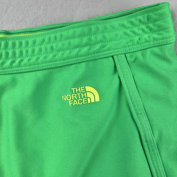NORTH FACE Sunriser Logo Shorts Womens Large Green Split Hem Running Performance - Picture 4 of 9